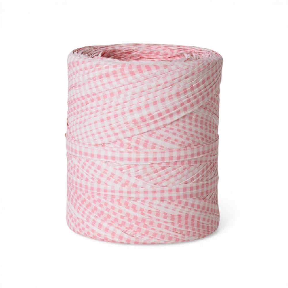 RAFFIA SPOLETTE 15MMX200M ROSA BIANCO A QUADRI